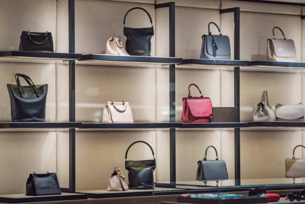 Luxury purses in a fashion store in Madrid