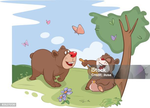 Illustration All Bears Love Honey Stock Illustration - Download Image Now - Animal, Animal Wildlife, Art