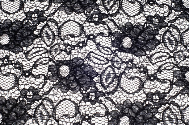 istock The texture of fabric lace, black color 835276410