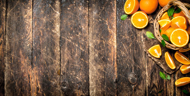 istock Ripe oranges in the basket. 835284892