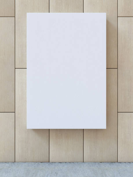 istock White blank canvas on wood pattern wall with concrete floor background. 3D rendering. 835287924