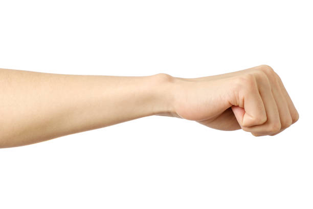 istock Fist caucasian woman's hand gesture isolated over white 835288470