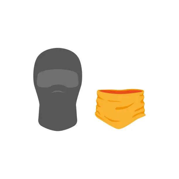 Vector illustration of vector snowboarding mask balaclava icon isolated