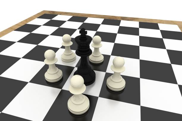 istock White pawns surrounding black king 835309734