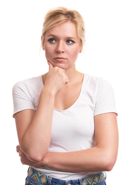 istock Pretty woman thinking with her hand on chin 835310822