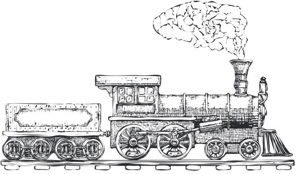 ilustrações de stock, clip art, desenhos animados e ícones de vintage steam locomotive vector icon design template. transport icon. vector - 4603