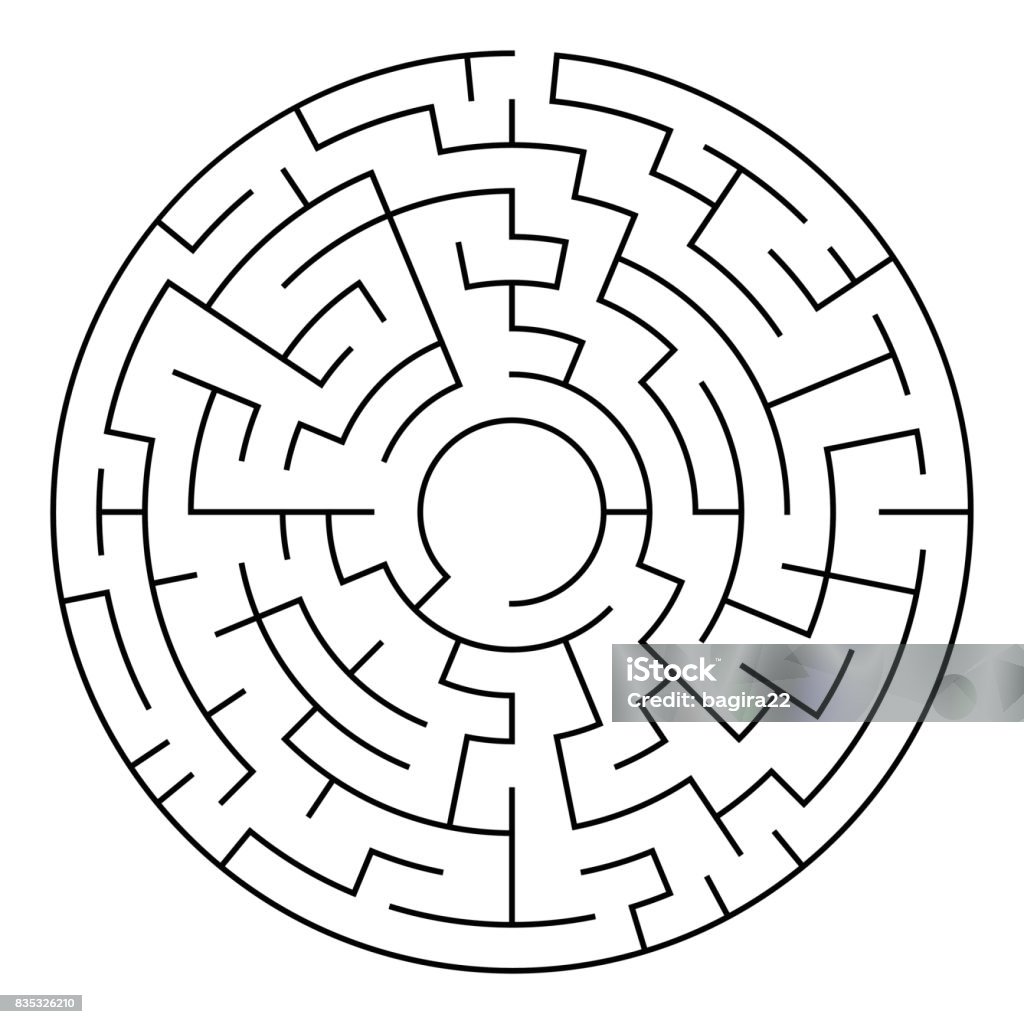 Circular maze black ,isolated on a white background Circular maze black ,isolated on a white background,vector illustration Maze stock vector