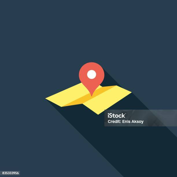 Map Location Pointer Flat Icon Stock Illustration - Download Image Now - Distance Marker, Map, Positioning