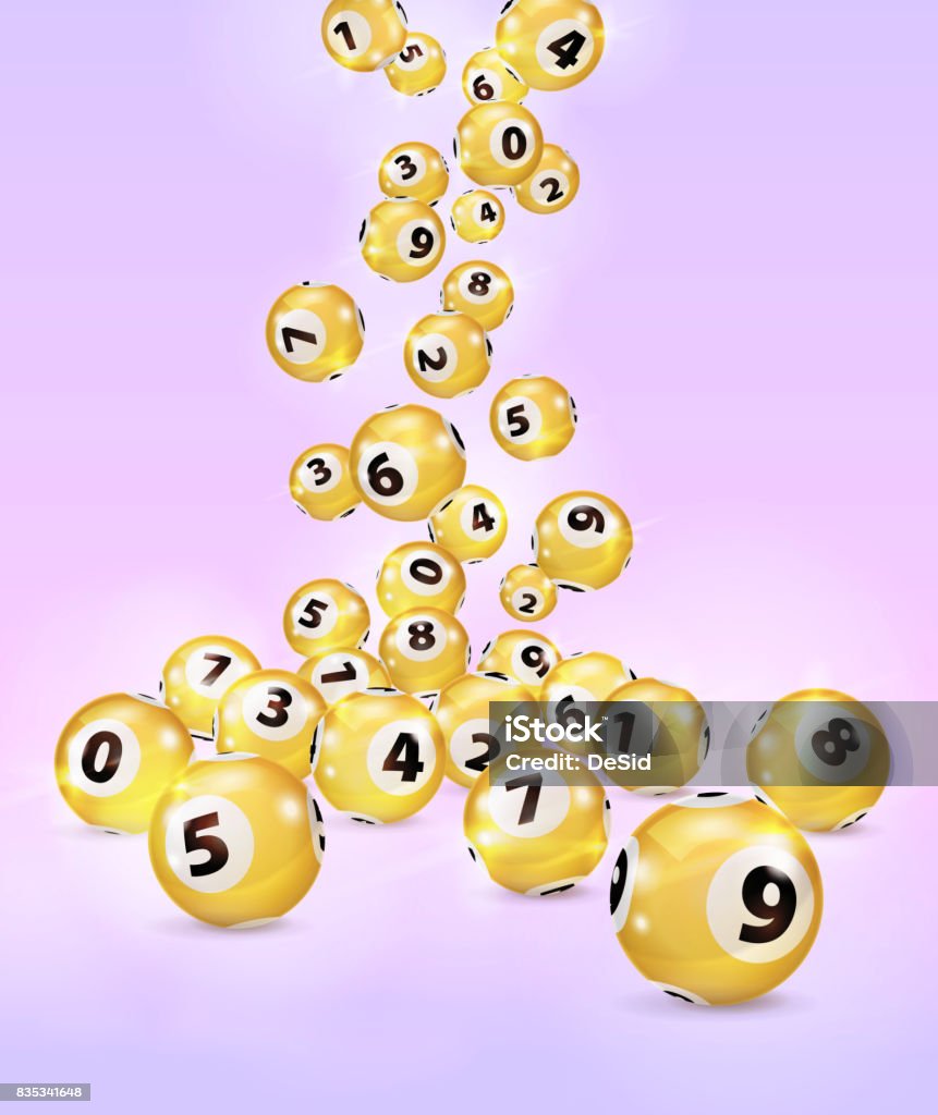 Illustrazione Le palle di Bingo d'oro cadono casualmente. - Illustrazione stock royalty-free di Bingo