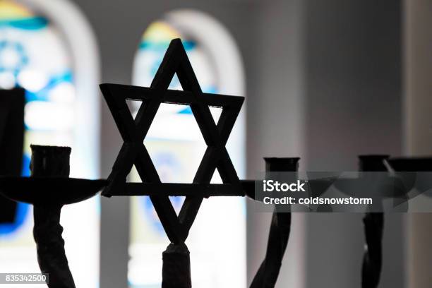 Close Up Of Star Of David Silhouette Inside Jewish Synagogue Stock Photo - Download Image Now