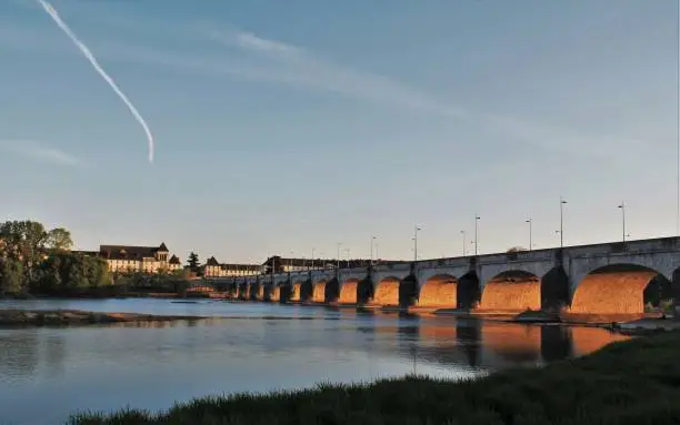 Historical bridge across the Loire river.