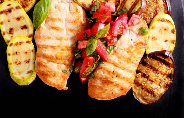 istock Grilled chicken breast and grilled vegetables 835350126