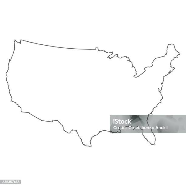 Usa Map Stock Illustration - Download Image Now - USA, Outline, Map