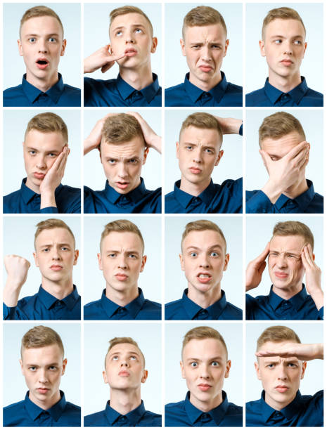 istock Set of handsome emotional man isolated over gray background 835359270