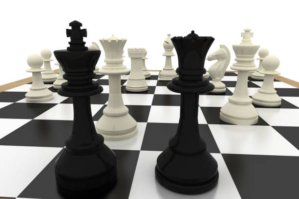 istock Black king and queen with white pieces 835364502