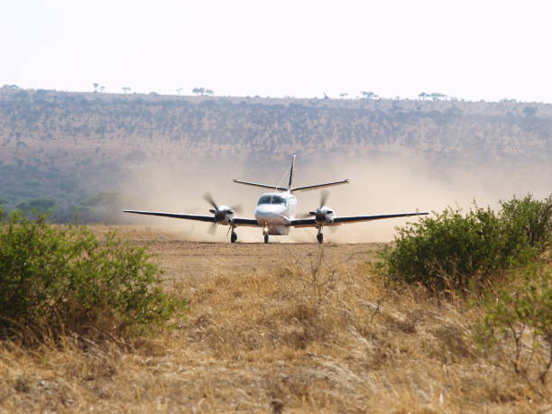 Light aircraft bringing in tourists to go on safari