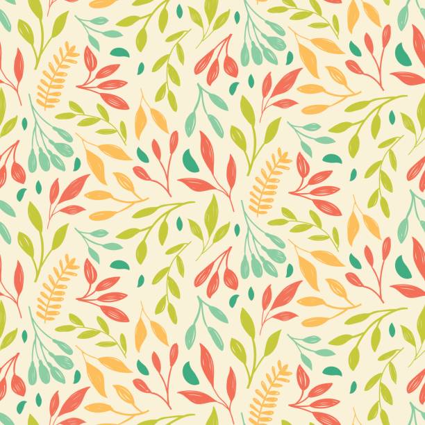 Print Colorful bright floral print of leaf. Vector seamless pattern. foliate pattern stock illustrations