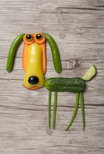 istock Funny vegetable dog made on wooden background 835385794