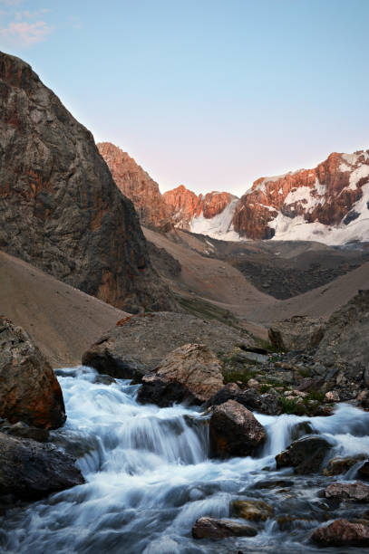 istock Landscape of mountain river with small waterfall 835392692