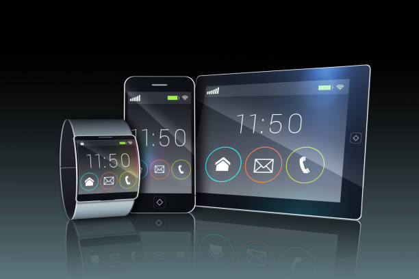 istock Smartphone tablet pc and futuristic wristwatch 835416238
