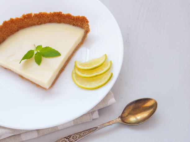 istock Custard tart with lime and mint 835422374