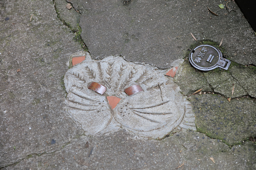 a Cat stone around down town in Onomichi Japan