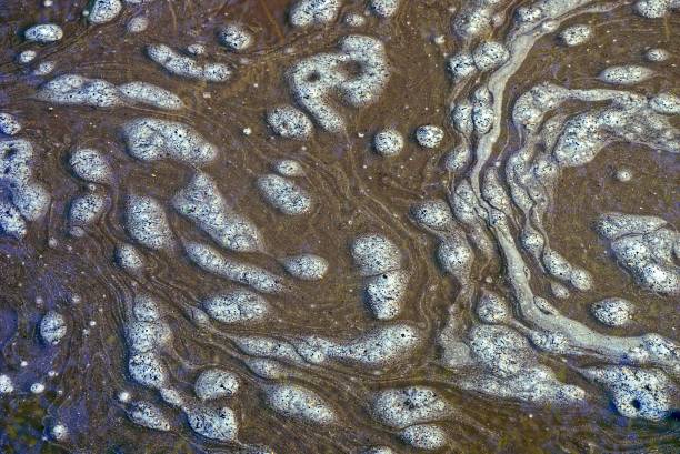 istock Foam in dirty brown water 835429704