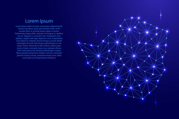 istock Zimbabwe map of polygonal mosaic lines network, rays and space stars of vector illustration. 835436376
