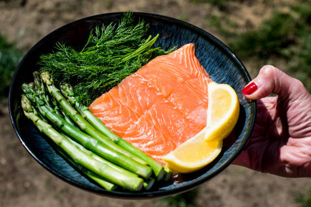 istock Uncooked Salmon Steak With Asparagus and Dill Herbs 835451354