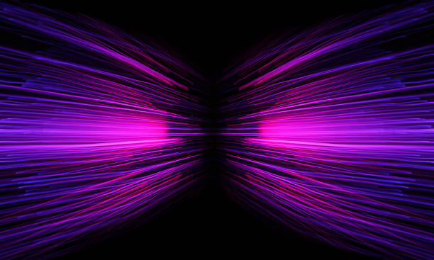 tunnel zoom in streaming al neon - simmetria foto e immagini stock