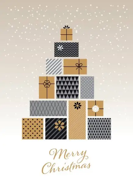 Vector illustration of Christmas tree made of gift boxes