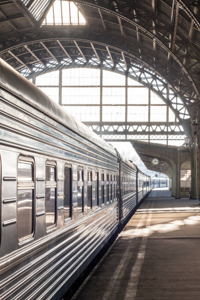 istock Train carriage close-up. Departure on train station. 835459726