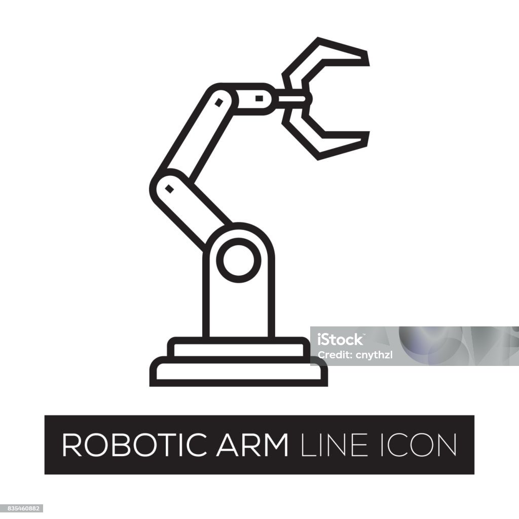 ROBOTIC LINE ICON Robotic Arm stock vector