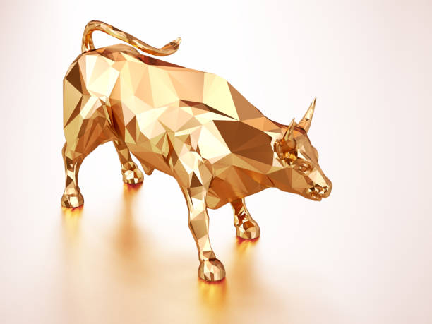 istock Render illustration of golden bull 835463784