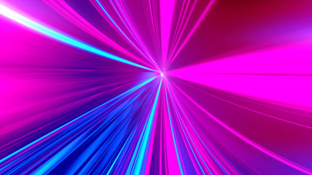 istock Speed motion on the neon glowing road at dark 835465144