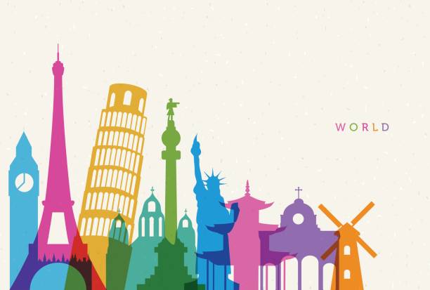 world - travel destinations illustrations stock-grafiken, -clipart, -cartoons und -symbole