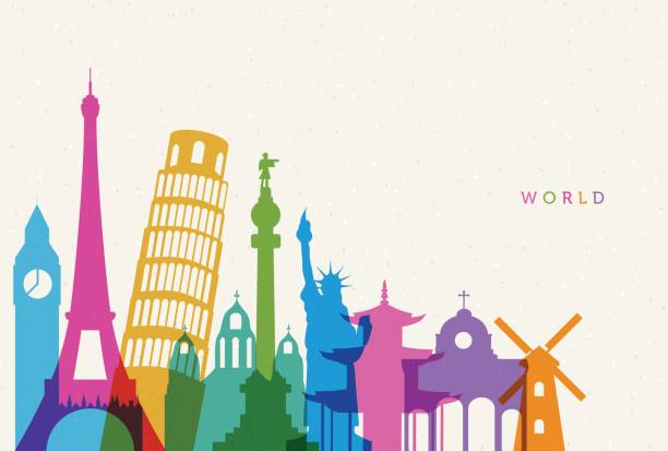 World World travel destinations illustrations stock illustrations