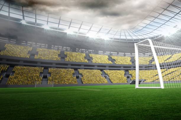 istock Large football stadium with lights 835492558