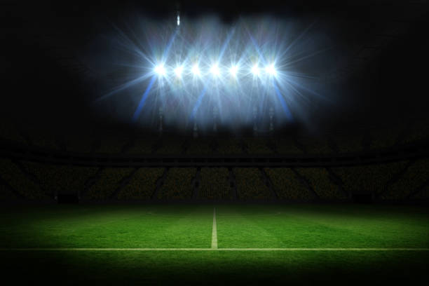 istock Football pitch under spotlights 835492678