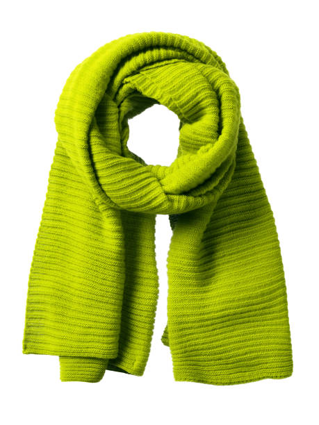 istock Isolated chartreuse green handmade knitted winter scarf 835493456