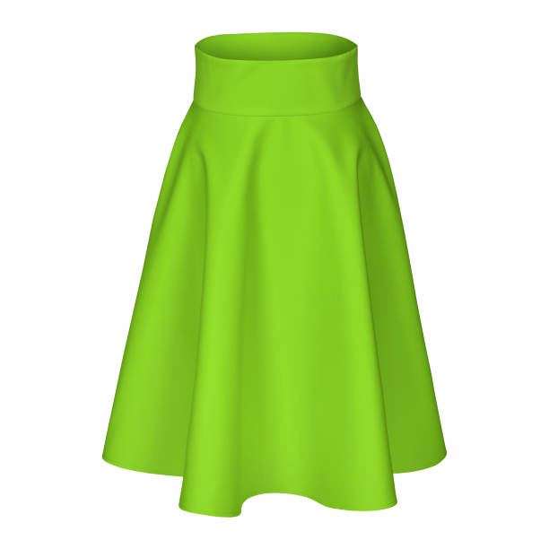 istock Modern midi green chartreuse silk satin skirt isolated on white 835493486
