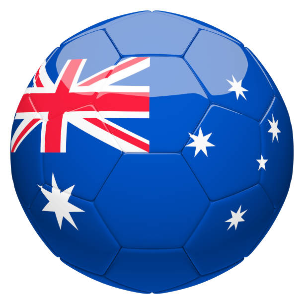 istock Soccer football with Australia flag 3d rendering 835502322