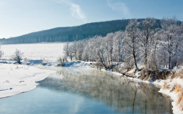 istock Winter river. Ice and fog. Winter river. 835524750