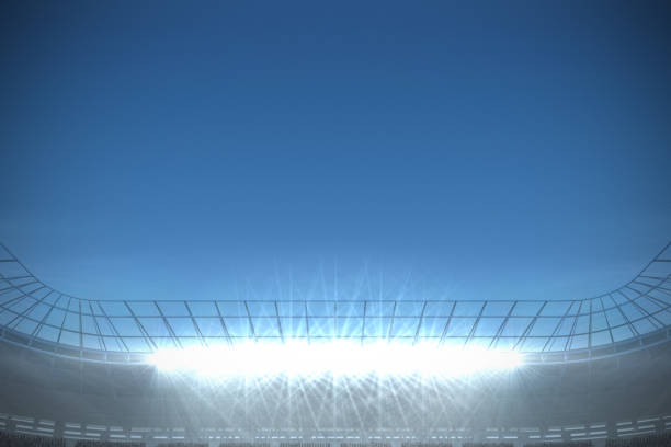 istock Large football stadium under blue sky 835525966