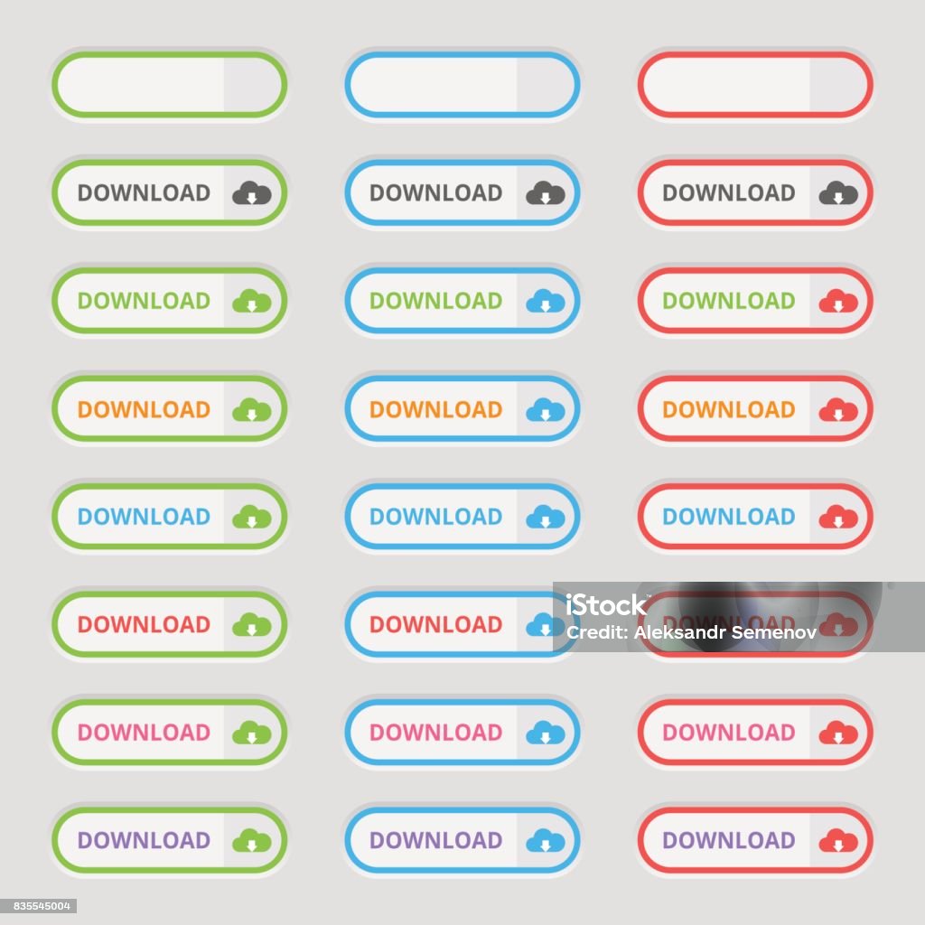 Add Or View Button Vector Set Of Colored Download Buttons Web Elements Vector Stock Illustration ...