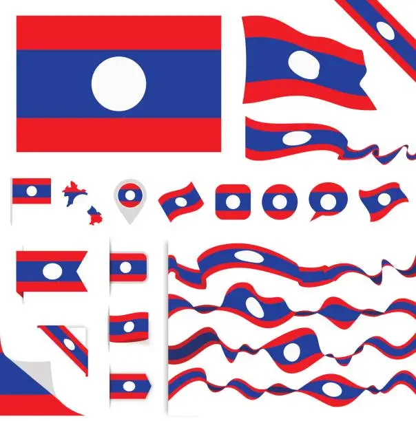 Vector illustration of Laos Flag Set