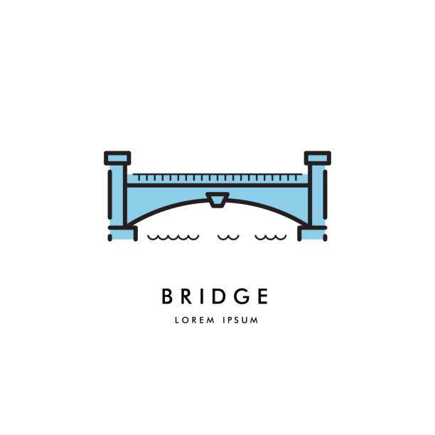 ilustrações de stock, clip art, desenhos animados e ícones de bridge outline icon vector - arch bridge