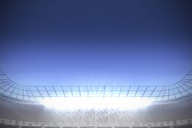 istock Large football stadium under blue sky 835562178