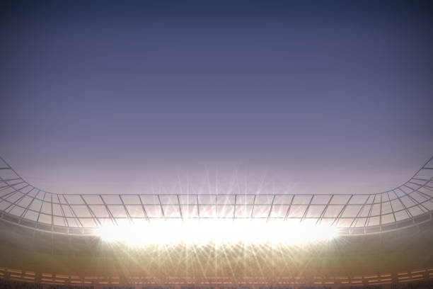 istock Large football stadium under blue sky 835562522