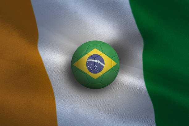 istock Football in brasil colours 835567888